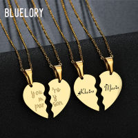 Bluelory 1 Pair Custom Heart Name Couple Necklace Stainless Steel Youre My Person Personalized Necklaces For Women Men Lovers