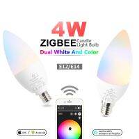 หลอดไฟ LED ซิกบี E12 E14 4W Rgbct ZLL ควบคุมแอพนำสมัยลิงค์ AC 110V 220V 230V โคมไฟ LED ใช้กับ Echo Plus