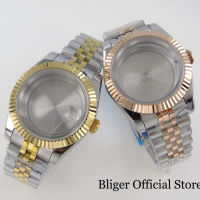 BLIGER 36MM/39MM Two Tone Rose Gold Coated Watch Case Fluted Bezel Fit NH35A NH36A Jubilee Bracelet Sapphire Magnifier