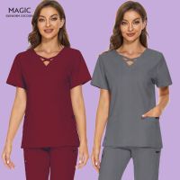 Uniform Beauty Salon Workwear Elastic Breathable Shirt nursing Accessories Fashion Scrubs Tops Summer Lab Overalls Scrub Clothes