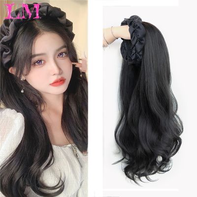 【jw】✐ Synthetic Tassels Half Headband Wig With Hair Band Fluffy Clip Extension Seamless Straight Curly