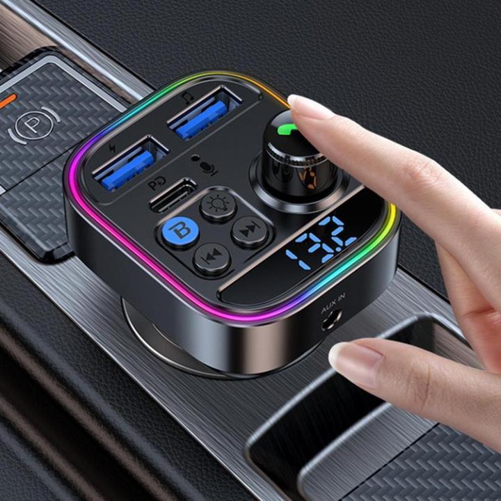 wireless-fm-radio-transmitter-car-mp3-player-audio-music-adapter-wireless-car-charger-with-3-ports-amp-7-color-atmosphere-light-hands-free-calling-for-most-cars-brilliant