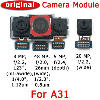 กล้องหลังด้านหน้าและด้านหลังของแท้สำหรับ Galaxy A31อะไหล่เปลี่ยนสายเคเบิลงอได้โมดูลกล้องหลัก A315