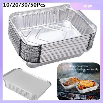 Aluminium Foil Food Containers With Lids Takeaway Home Catering Disposable  Bake 