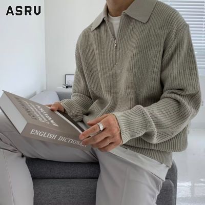 ┅◇ hnf531 ASRV ผู้ชายญี่ปุ่นย้อนยุคขี้เกียจสไตล์ปกเสื้อกันหนาวหลวมสบายๆครึ่งซิปเสื้อกันหนาว