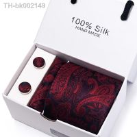 ☞♀ 100 Silk Tie For Men Gift Box Festive Present Tie Hanky Pocket Squares Cufflink Set Formal Red Wedding Accessories