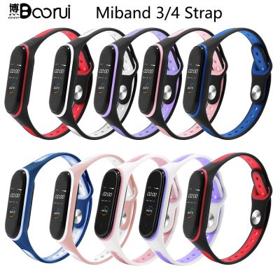 ℗◘ BOORUI najnowszy miękki pasek silikonowy dla xiaomi mi band 3 4 pasek w kształcie litery U oddychająca wymiana opaski na nadgarstek pasek dla mi band 4 3