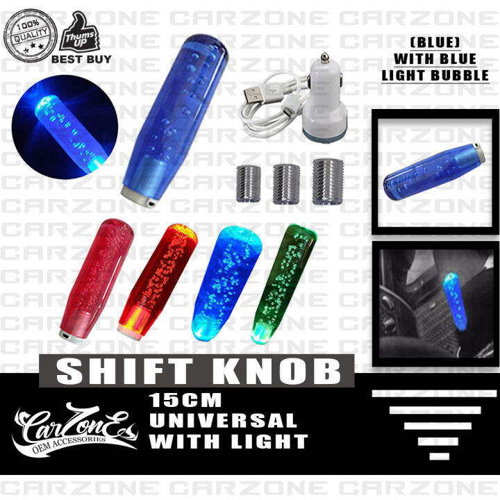 Universal 15cm Bubble Styling Shift Knob (Blue) with Blue Light Bubble