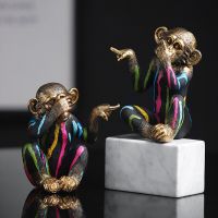 Nordic Creative Animal Decoration Water Drop Color Monkey Statue Model Cute Sculpture Desktop Home Decoration Softcover Cabinet