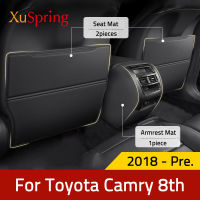 เบาะรถที่เท้าแขนที่นั่งด้านหลังเตะจ้าสำหรับ Toyota Camry 2017 2018 2019 2020 2021 2022 2023 XV70ต่อต้านเตะ Pad ปก. สติ๊กเกอร์ติดเคส