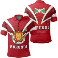 Burundi Flag &amp; Coat of Arms Customized Polo Shirts Summer Casual Streetwear Mens Fashion Loose Jersey Plus Size Sportswear