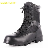 Cqb.fury สีดำบุรุษยุทธวิธีรองเท้าหนังฤดูร้อนกันน้ำรองเท้าทหารต่อสู้ระบายอากาศข้อเท้ากองทัพบูตกับ Zipper38-46