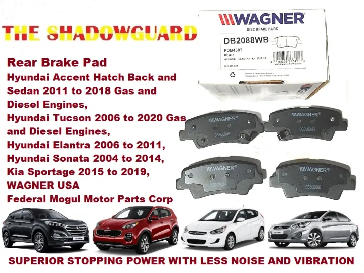 Rear Brake Pads Hyundai Accent Tucson Elantra Sonata Kia Sportage