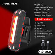 PHMAX Đèn Hậu Xe Đạp IPX-5 Đèn Cảnh Báo An Toàn LED Sạc USB Chống Nước Phụ