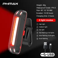 PHMAX Bike Rear Light IPX-5 Waterproof By USB Chargeable With LED Safety Warning Lamp Bicycle Flashing Accessories MTB Cycling Taillight