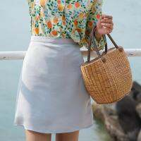 THARA - กระโปรงทรงเอผ้าพริ้ว รุ่น SMOOTH SKIRT - LIGHT GREY