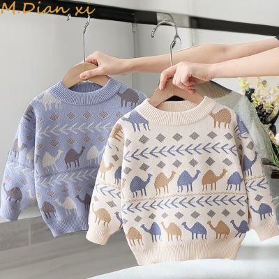 Childrens Clothing Sweaters Baby Boys Cartoon Camel Printing O-neck Sweater Winter New Childrens Casual Sweater Baby Warm Top