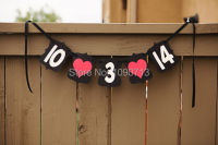 1 X Custom Date Banner Save The Date Sign Anniversary Date Banner Wedding Photo Prop Hanging Bunting Garlands Party Deco Supply Banners Streamers Conf