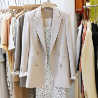 LY VAREY LIN New Spring Autumn Vintage Women Long Sleeve Solid Blazer Office Ladies Notched Collar Double Breasted Blazer