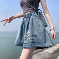 2023 Celana Pendek Denim ฤดูร้อนของผู้หญิงเอวสูงหลวมขากว้างทรงเอของถูก Gratis Ongkir กระโปรงสั้นเซ็กซี่แฟชั่นผู้หญิง