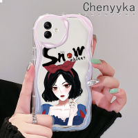 Chenyyka เคส F04 M04 A04E A04ปลอกสำหรับ Samsung รูปเด็กผู้หญิงหิมะสีขาวสวยขอบคลื่นเนื้อครีมกันกระแทกแบบใสนิ่มเคสมือถือโปร่งใสลายกล้องถ่ายรูปความคิดสร้างสรรค์เคสป้องกันซิลิกาเจล