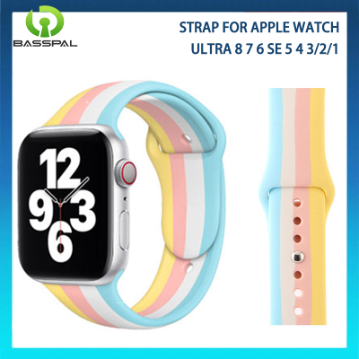 สายรุ้งพื้นฐานสำหรับสายนาฬิกาข้อมือแอปเปิ้ล40มม. 44มม. 38มม. 42มม. 41มม. 45มม. 49มม. สายนาฬิกาสร้อยข้อมือซิลิโคน I Watch Ultra 8 7 6 SE 5 4 3