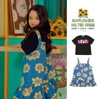 Korean Girls T Shirts Dress For 2023 New Summer Kids Clothes Tee Shirts Flower Princess Dress Skirt Childrens Clothings