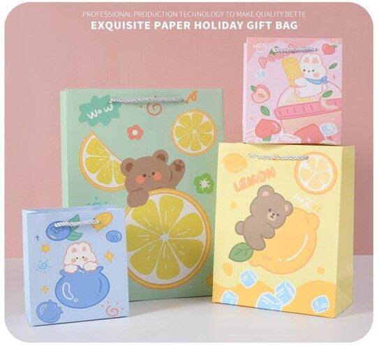 Cute bunny Bear paper bag Gift bag Present bag Goodies Bag Door gift ...