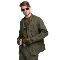 ZZOOI Military Mens Blazers Fashion Army Green 100% Cotton Outwear Plus Size Casual Blazers For Men Coat