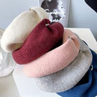 Australian Wool Beret Women Warm In Autumn And Winter Painter’S Cap Art Drape Knit Air Hostess Hat Fashion