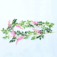 2M Wisteria Artificial Flowers Vine Garland Fake Plants Foliage Rattan Trailing Faux Flowers Ivy Wall Wedding Arch Decoration