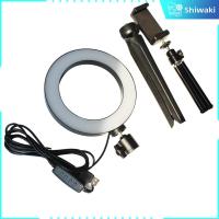 Shiwaki ไฟฉาย LED 5W สำหรับโทรศัพท์ลบเงาสำหรับกล้องไฟ6นิ้วพร้อมขาตั้งขาตั้งสามขาแบบปรับได้แต่งหน้า Selfie 3500K-6500K