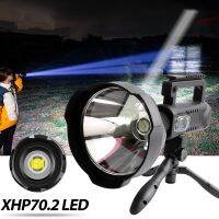 Super Bright XHP70.2ไฟฉายในตัว8000มิลลิแอมป์ชั่วโมงแบตเตอรี่แบบพกพาไฟฉายสปอตไลนำแสงทำงานโคมไฟที่มีวงเล็บ USB