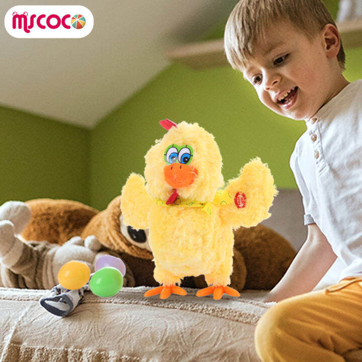 mscoco-ของเล่นตุ๊กตาไก่วางไข่ไก่กำมะหยี่บ้าพร้อมเสียงเครื่องดนตรีของเล่นตุ๊กตาของขวัญสำหรับเด็กวัยหัดเดินวันเกิด