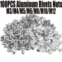 100PCS M3 M4 M5 M6 M8 M10 M12 Aluminum Alloy Rivnut Flat Head Threaded Rivet Insert Nutsert Cap Rivet Nut