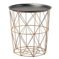 Modern Gold Round Wire Metal Storage Basket Side Table