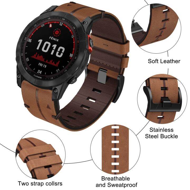 fenix-7-wristband-22mm-leather-bands-for-garmin-fenix-5-fenix-6-fenix-7-forerunner-935-945-approach-s60-s62-quatix-5-epix-2