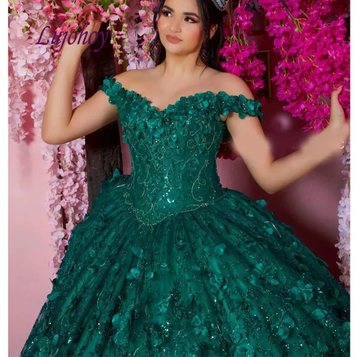 emerald green xv dresses