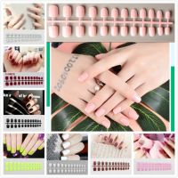 【คุณภาพสูง】[Spot] Nail Art Kuku Palsu เล็บปลอมสีบริสุทธิ์เรียบง่าย 24 ชิ้นเล็บปลอมแต่งเล็บสำเร็จรูป