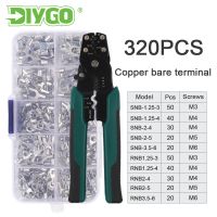 【YF】☏  320Pcs Fork U-type Crimp Terminals Non-Insulated Assortment Electrical Cable Wire and Pliers