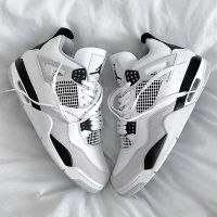 【Limited time offer】a j4 Small White Cement Mens and Womens Basketball Shoes Gray, White and Black Trendy R Sneakers Wear-Resistant Basketball Shoes