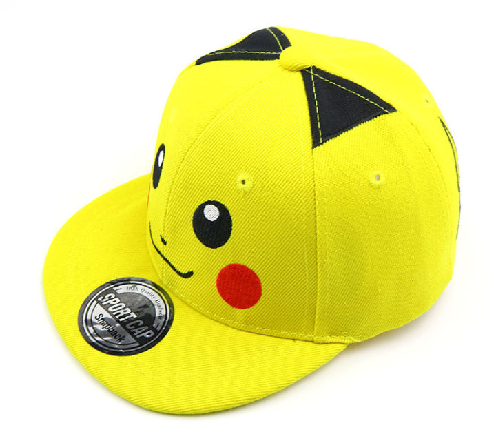 ในสต็อก-pok-mons-pikachu-เด็กเด็กสาวฝ้าย-snapback-หมวกหมวกเบสบอลการ์ตูนอะนิเมะหมวกแฟชั่นน่ารัก