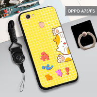 เคส TPU แบบนิ่มสำหรับ OPPO F5/A73เคสโทรศัพท์คลุมทั้งหมดสายเชือกและฝามีที่ถือวงแหวนโทรศัพท์กันรอยขีดข่วนแบบแฟชั่น