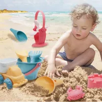Baby Beach Game Toy Children Sandbox Toys Silicone Soft Sand Beach Set Kit Toys for Beach Play Sand Water Play Cart