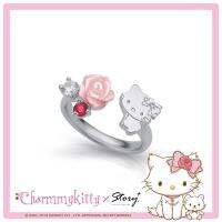 แหวนเคลือบ925เงินสเตอร์ลิงลายวัว Hello Kitty สำหรับเด็กผู้หญิง