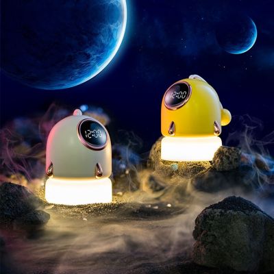 ▦✑﹊ Starry Sky Projector Galaxy Space Planet Astronaut Night Light with Clock USB Bedside Bedroom Projection Lamp Kids Birthday Gift