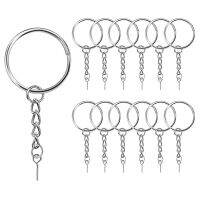 200 Sets of Key Rings and Pins in Bulk for Making Handicraft Jewelry (1 Inch/25 mm Silver)