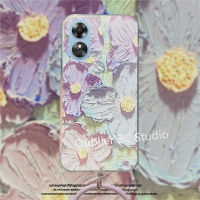 เคสโทรศัพท์ OPPO A78 Reno8 T 4G 5G ใหม่ เคสโทรศัพท์ Case OPPO Reno8 Z Reno7 Z Pro A17k A17 A77s A77 A76 A96 A57 4G 5G ลายดอกไม้เพื่อความสวยงามและมีสายรัดข้อมือซิลิโคนใสนิ่มกันกระแทก 2023 คลุม