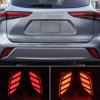 ชิ้นส่วนรถยนต์2ชิ้นสำหรับ Toyota Highlander 2020 2021กันชนสะท้อนหลัง LED ไฟตัดหมอกแสงไฟตัดหมอกแสงสัญญาณไฟเปิดไฟเบรก87Tixgportz