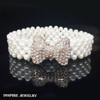 Inspire Jewelry ,เข็มขัดมุกสวยงาม งานแฟชั่น หัวเข็มขัดรูปโบว์ สำหรับชุดไทย หรือไทยประยุกต์